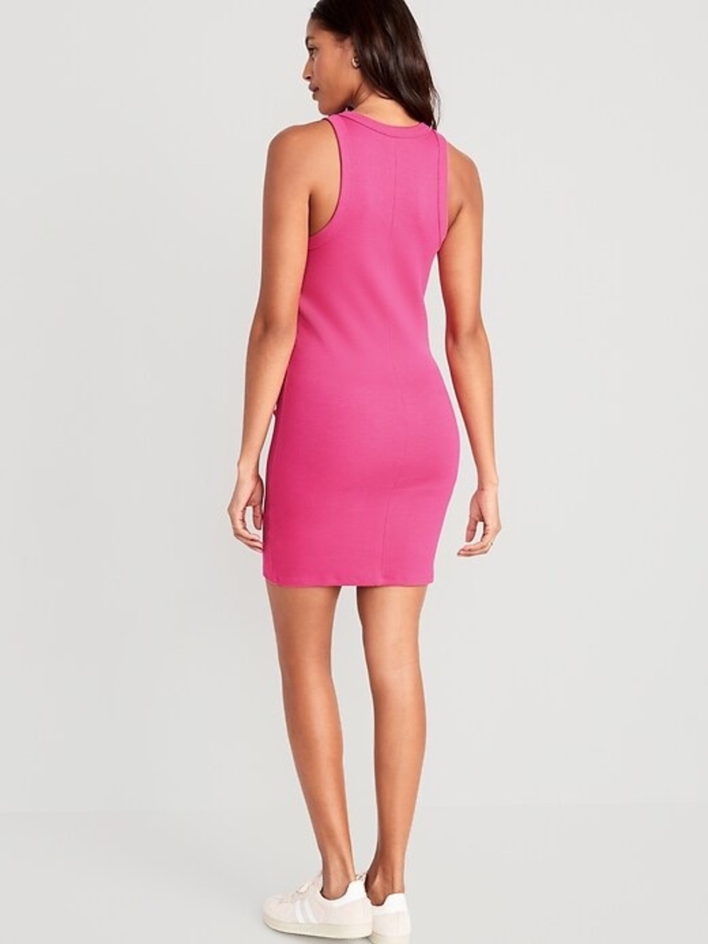 Old Navy Pink Rib-Knit Fitted Sleeveless Tank MIDI Dress Size Small